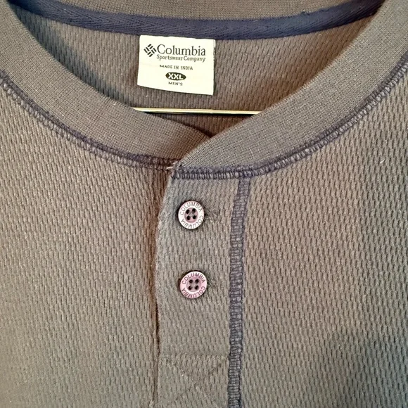 Columbia Men's Charcoal Long Sleeve Henley - Picture 2 of 5